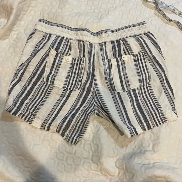 Vintage Linen Blend Faded Glory Striped Cream and Navy Women's Shorts Size 8 - Picture 7 of 8